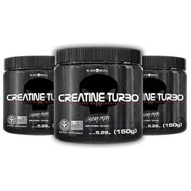 Imagem de Kit 3X Creatine Turbo Suplemento Alimentar Black Skull 150g Caveira Preta Creatina Monohidratada Sem Sabor