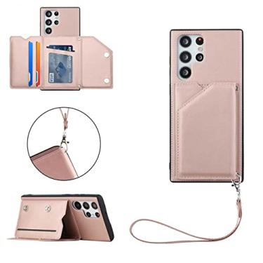 Imagem de Capa para Samsung Galaxy S22 Ultra S21 Plus S20 S 20 FE Carteira de luxo com slot para cartão de couro para S10 Note 10 Lite Capa, Rose Gold, para Note 20 Ultra