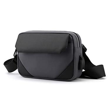 Imagem de Bolsa de ombro masculina Bolsa de ombro única Bolsa transversal Bolsa de nylon resistente ao desgaste Bolsa de cintura com alça ajustável(Cinza)