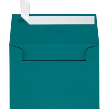 Imagem de Envelope de convite A1 da LUXPaper em 80 lb azul-petróleo para 3 1/2 x 4 7/8 cartões, envelopes impressos para convites, com descascar e prender, 50 pacotes, tamanho da envelope 3 5/8 x 5 1/8 (azul-ma