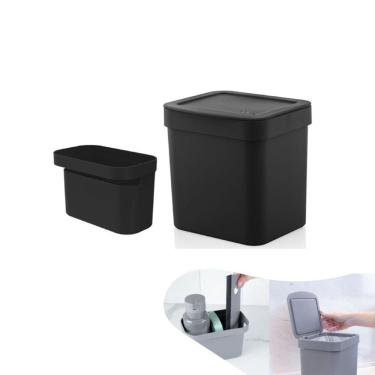 Imagem de Kit Lixeira 2,5 Litros Organizador Pia Porta Detergente Bancada Cozinha - Ou