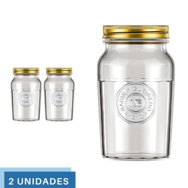 Imagem de 2 Pote Americano Mantimento Café Vidro Vintage 1,5L Nadir