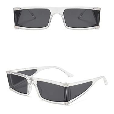 Imagem de Vintage Rectangle Sunglasses Women Designer Retro Punk Sun Glasses Outdoor Small Frame Shades Mirror Oculos De Sol,Trans Gray,china