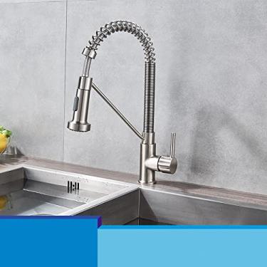 Imagem de Torneira de pia de cozinha preto níquel cromo quente misturador guindaste torneira montagem de convés rotação de 360 ​​graus spray modo de fluxo pausa do bico, níquel A, China