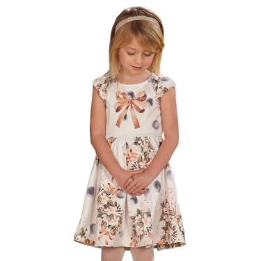 Imagem de Vestido Infantil Em Super Cetim Estampa Laço Com Brilho E Flores - Infanti