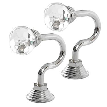 Imagem de 2 pcs Retrô Cristal Cortina Ganchos de Retenção Ganchos de Parede Laço Traseiro Suporte de Gaveta Suporte de Gaveta Acessórios de Cortina Ganchos de Gancho, Prata