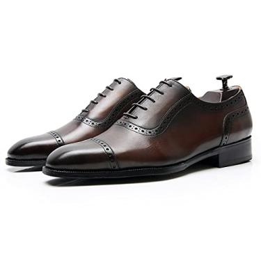 Imagem de Sapato social masculino Oxfords com cadarço em couro para negócios formais e casamentos casuais com bico quadrado com cadarço Oxford
