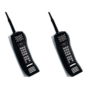 Imagem de Beistle 2 peças de plástico para celulares infláveis tema dos anos 90 retrô decoração de festa dos anos 90, acessórios de fantasia, 66 x 15 cm, preto/branco