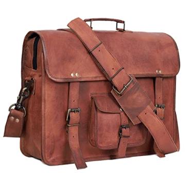 Imagem de Bolsa retrô de couro Buffalo Hunter para notebook e escritório de 46 cm (marrom 45,72 cm)