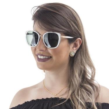 Imagem de Oculos De Sol Feminino Quadrado Grande Gatinho Cinza Degrade - Óculos2