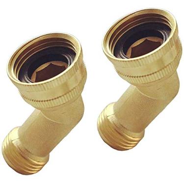 Imagem de 2 peças de latão mangueira de jardim cotovelo conector extensor de mangueira de 45 graus adaptador