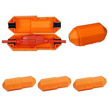 Imagem de CordSafe Cabo de extensão capa de segurança protetora, resistente à água interior exterior, manter os cabos conectados, luzes de corda de bistrô de pátio luzes de férias luzes de natal ferramentas elétricas ventiladores laranja pacote com 3