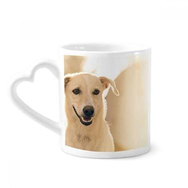 Imagem de Caneca com imagem de cachorro branco Smile Caneca de café cerâmica copo de coração de vidro