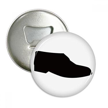 Imagem de Calçados masculinos de couro preto abridor de garrafa ímã de geladeira emblema multifuncional