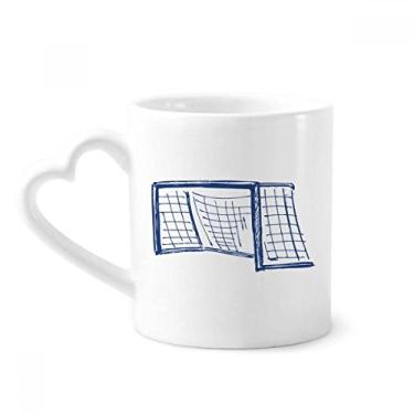 Imagem de Caneca azul de porta de futebol padrão de rede caneca café cerâmica copo de coração de vidro