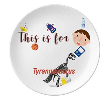 Imagem de Prato de porcelana de esqueleto Tiranossauro Rex em forma de corpo Prato redondo para meninos