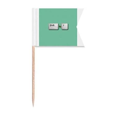 Imagem de Ponto de interrogação de mudança de efeito combinado, bandeiras de palito, marcação de rotulagem para bolo de festa, prato de queijo