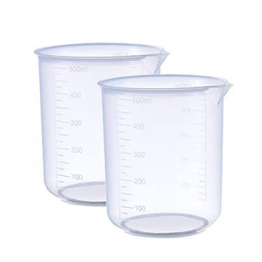 Imagem de 2 peças 500 ml de resina copos de mistura, copos de medição líquida, copo de plástico, copos de resina epóxi de graduação para alimentos de tinta epóxi de resina, uso em laboratório