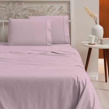 Imagem de Jogo de cama casal 4 peças 100% algodão 400 fios rosa