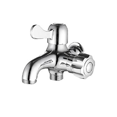 Imagem de LIDON Máquina de lavar torneira de mistura de água fria bico duplo latão torneira de pia de lavanderia adaptador de torneira de máquina de lavar adaptador de torneira de saída dupla cozinha banheiro, cromo B (cor: cromado F)