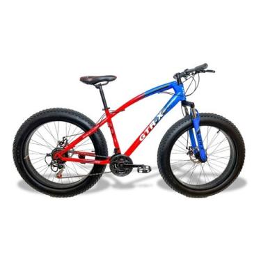 Imagem de Bicicleta Fat Bike gtr-x Aro 26 Pneus 4.0 Freios a Disco Câmbios Shimano - Azul/Vermelha