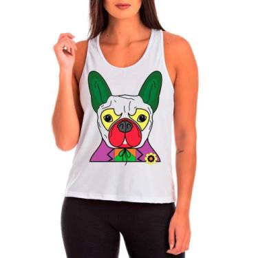 Imagem de Regata Buldog Francês Cachorro Pet Dog Branca Feminina03 - Design Cami