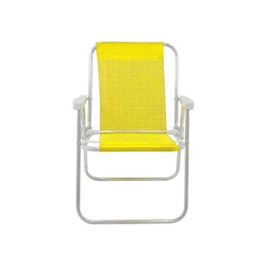 Imagem de Cadeira de Praia, Piscina Camping Alta Aluminio Lazy Sannet  Amarelo Ref.023500 Bel Fix