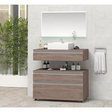 Imagem de Gabinete para Banheiro com Cuba e Espelheira 80cm Safira Contarini Rústico