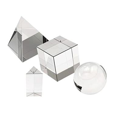 Imagem de UGPLM Conjunto de fotografia de prismas ópticos 4x, acessório fotográfico leve para fotografia Cubo de bola de cristal de lente de 50MM Prisma triangular de cristal, Pirâmide de 60MM para fotografia