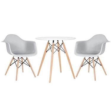 Imagem de Loft7, Kit Mesa Eames 70 cm branco + 2 cadeiras Eiffel Daw com braços cinza claro