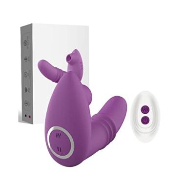 Imagem de Vibrador Feminino Vai e Vem Estimulador do Clitóris de Sucção & Ponto G Com Controle Remoto 10 Velocidades Sexuais (Roxo)