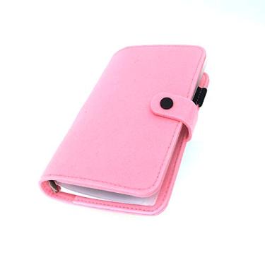 Imagem de A6 / A5 Capa de feltro de 6 furos redondo com vista de anel Pasta de arquivo para protetores de folha solta (Pink 26, A6 combo)