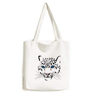 Imagem de Bolsa de lona para presente com cabeça de tigre branca com estampa de animal Art Deco, bolsa de compras casual