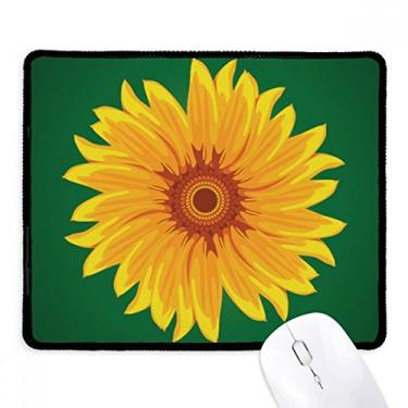 Imagem de Mousepad amarelo com flor de girassol, borda costurada, tapete de borracha para jogos