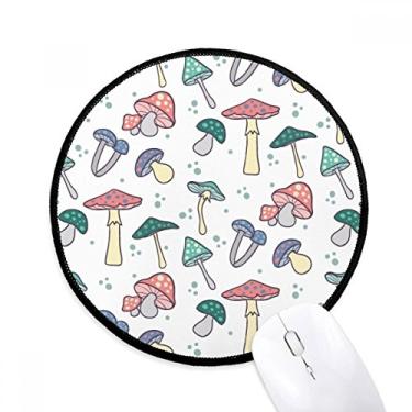 Imagem de Mouse pad com ilustração de cogumelo rosa azul tapete redondo para escritório para computador