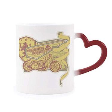 Imagem de Caneca Graffiti Street Culture com estampa de motocicleta amarela sensível ao calor Caneca vermelha que muda de cor