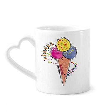 Imagem de Caneca de ilustração com elemento de bola de sorvete azul amarelo vermelho copo de vidro copo de coração