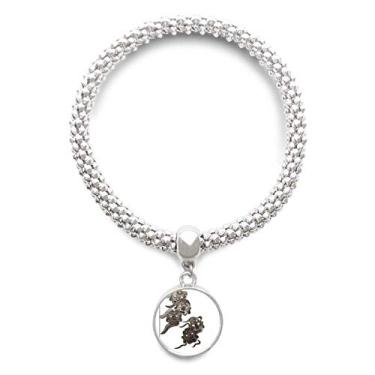 Imagem de DIYthinker Pulseira de prata monstro estilo chinês cinco Goblins estilo de tinta chinesa, pingente de joia ajustável