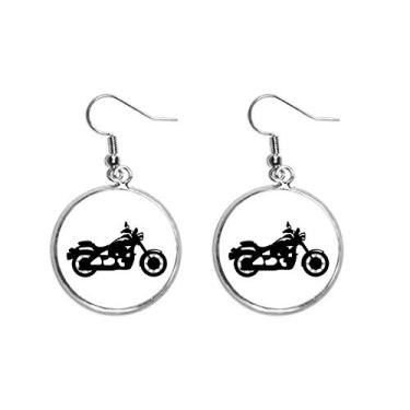 Imagem de Brinco feminino de motocicleta mecânica, preto, com padrão de orelha, pendente, prata