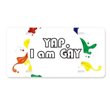 Imagem de DIYthinker LGBT Bandeira de arco-íris Yap I Am Men Placa de licença Decoração de aço inoxidável
