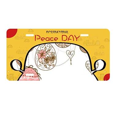 Imagem de DIYthinker Placa de licença de ovos coloridos para pendurar na Páscoa Religião Rosa Fofo Decoração de Carro Dia da Paz