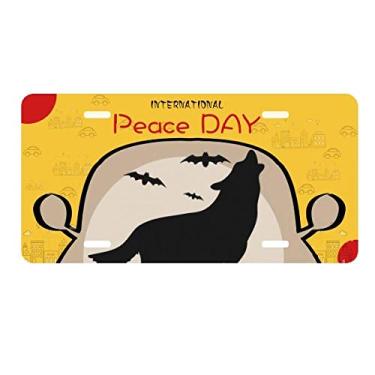 Imagem de DIYthinker Placa de licença de abóbora de Halloween com tema de fantasma de lobo para decoração de carro Dia da Paz