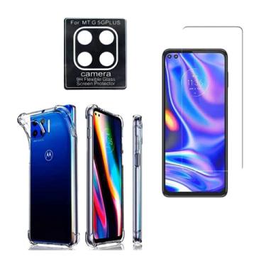 Imagem de Kit Capinha de Celular Anti Impacto + Película Vidro + Película Câmera Compatível Moto G 5G Plus