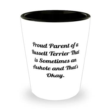 Imagem de Cão Russell Terrier brilhante, pai orgulhoso de um Russell Terrier que às vezes é um copo de aniversário para cachorro Russell Terrier