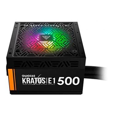 Imagem de GAMDIAS Fonte de Alimentação ATX 500W Kratos E1-500W-RGB, Preto