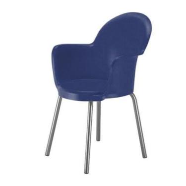 Imagem de Cadeira Com Braço Base Cromada Linha Polipropileno Moon Azul - Design