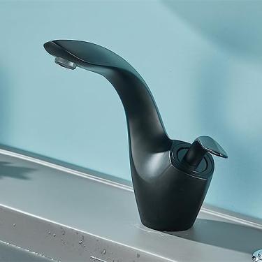 Imagem de Torneira para lavatório Níquel escovado Torneira para pia de banheiro Torneira de manípulo único Torneiras para lavatório misturador quente frio Torneira dourada, preta