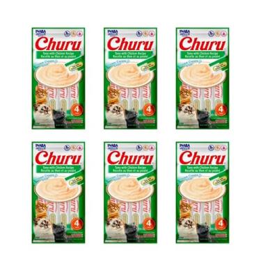 Imagem de Caixa 6 Unidades Petisco Purê Churu Atum com Galinha para Gatos 56g