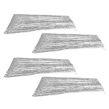 Imagem de 4pcs Cortina de Pano de Fundo de Metal, ReutilizáVel, DuráVel, HolográFico, para Casamento, Festa de AniversáRio, Fotografia Prata