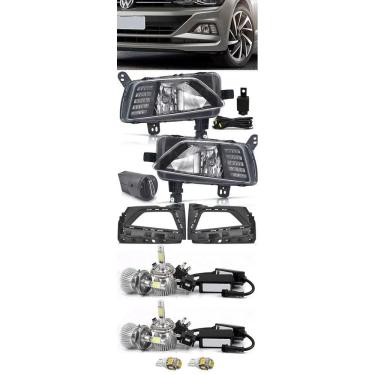 Imagem de Kit Farol de Milha Neblina Vw Virtus e Novo Polo 2018 2019 2020 Com LED Daylight DRL + LED Milha + LED Farol Baixo